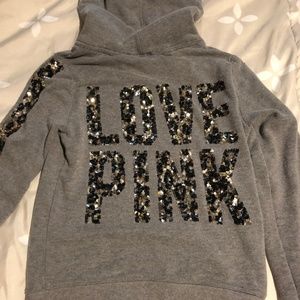 Pink hoodie with Cheetah Sequins  Size Medium